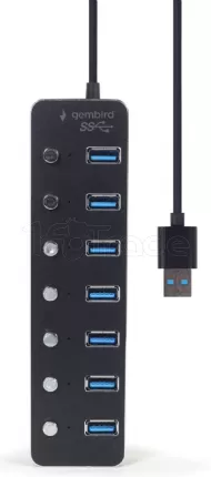 Photo de Hub USB 3.1 Gembird - 7 ports avec interrupteurs (Noir)