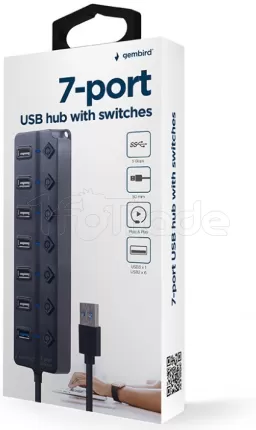 Photo de Hub USB 3.1 Gembird - 7 ports (Noir)