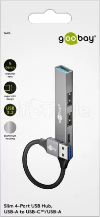 Photo de Hub USB 3.2 Goobay Slim - 4 ports (Gris)