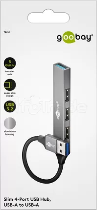 Photo de Hub USB-A 3.2 Goobay Slim - 4 ports (Gris)