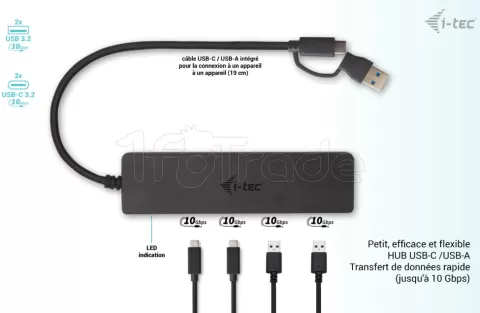 Photo de Hub USB-A/C I-Tec Charging Metal - 4 ports USB-A/C 3.1 (Noir)