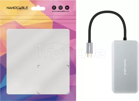 Photo de Hub USB-C 3.2 Nanocable - 3x USB-A et 2x USB-C (Gris)