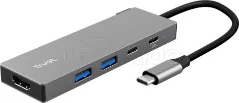 Photo de Hub USB-C 3.2 Trust Dalyx - 5 ports (Gris)
