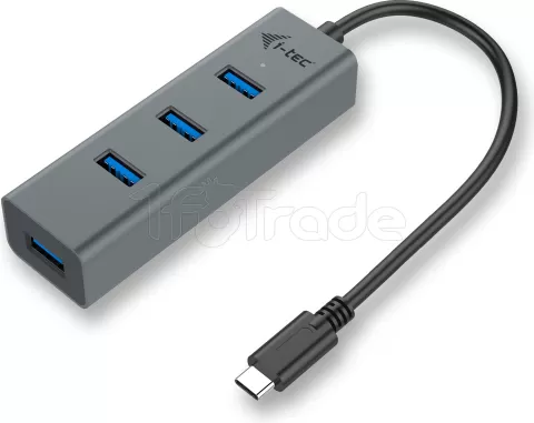 Photo de Hub USB-C I-Tec Charging Metal Pro - 4 ports USB 3.0 (Gris)