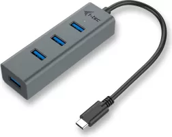 Photo de Hub USB-C I-Tec Charging Metal Pro - 4 ports USB 3.0 (Gris)