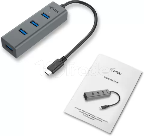 Photo de Hub USB-C I-Tec Charging Metal Pro - 4 ports USB 3.0 (Gris)