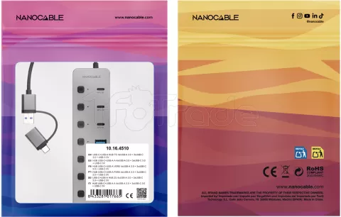 Photo de Hub USB-C / USB- A Nanocable - 7 ports (Gris)