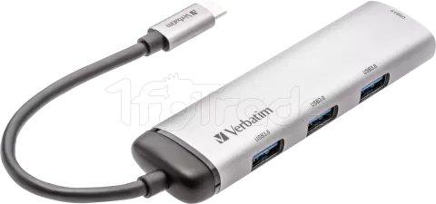 Photo de Hub USB Type C Verbatim - 4 ports USB 3.2 (Argent)