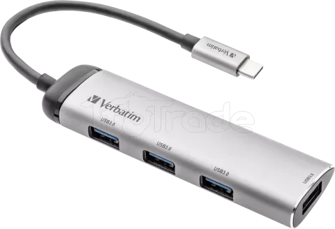 Photo de Hub USB Type C Verbatim - 4 ports USB 3.2 (Argent)