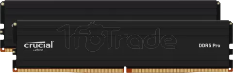 Photo de Kit Barrettes mémoire 128Go (2x64Go) DIMM DDR5 Crucial Pro 5600MHz (Noir)