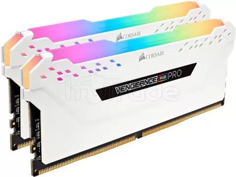 Photo de Kit Barrettes mémoire 16Go (2x8Go) DIMM DDR4 Corsair Vengeance Pro RGB 3000Mhz (Blanc)