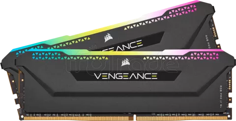 Photo de Kit Barrettes mémoire 16Go (2x8Go) DIMM DDR4 Corsair Vengeance Pro SL RGB  3200Mhz (Noir)