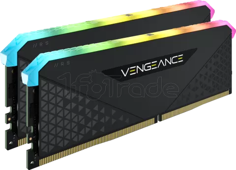 Photo de Kit Barrettes mémoire 16Go (2x8Go) DIMM DDR4 Corsair Vengeance RS RGB  3200Mhz (Noir)