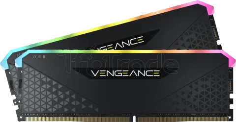 Photo de Kit Barrettes mémoire 16Go (2x8Go) DIMM DDR4 Corsair Vengeance RS RGB  3200Mhz (Noir)