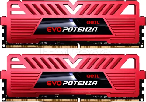 Photo de Kit Barrettes mémoire 16Go (2x8Go) DIMM DDR4 GeIL Evo Potenza 3200Mhz (Rouge)