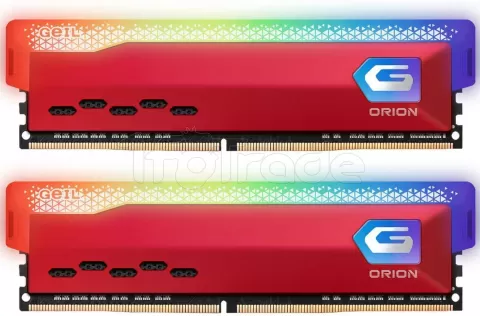 Photo de Kit Barrettes mémoire 16Go (2x8Go) DIMM DDR4 GeIL Orion RGB 3200Mhz AMD (Rouge)