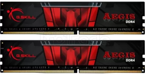 Photo de Kit Barrettes mémoire 16Go (2x8Go) DIMM DDR4 G.Skill Aegis  2666Mhz (Noir et Rouge)