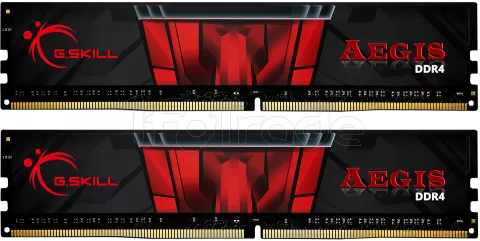 Photo de Kit Barrettes mémoire 16Go (2x8Go) DIMM DDR4 G.Skill Aegis  3000Mhz (Noir et Rouge)