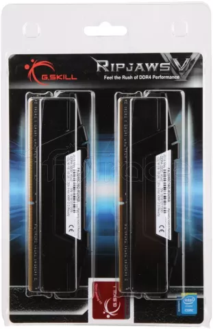 Photo de Kit Barrettes mémoire 16Go (2x8Go) DIMM DDR4 G.Skill RipJaws V  3200Mhz (Noir)