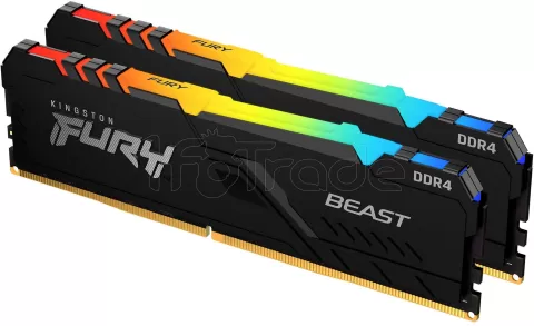 Kit Barrettes mémoire 16Go (2x8Go) DIMM DDR4 Kingston Fury Beast RGB 3600Mhz  (Noir) pour professionnel, 1fotrade Grossiste informatique