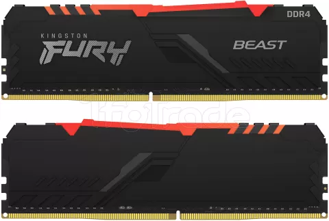 Photo de Kit Barrettes mémoire 16Go (2x8Go) DIMM DDR4 Kingston Fury Beast RGB  3600Mhz (Noir)