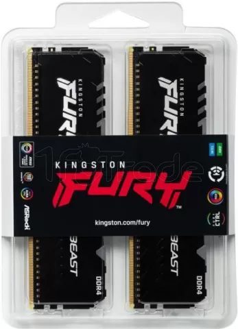 Kit Barrettes mémoire 16Go (2x8Go) DIMM DDR4 Kingston Fury Beast RGB 3600Mhz  (Noir) pour professionnel, 1fotrade Grossiste informatique