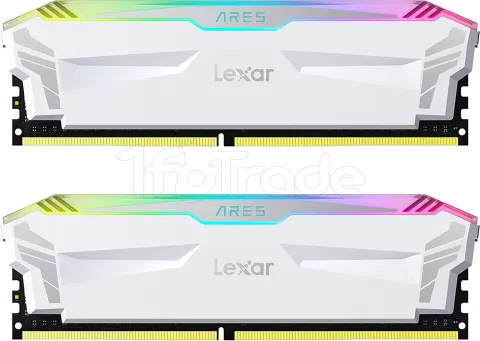 Photo de Kit Barrettes mémoire 16Go (2x8Go) DIMM DDR4 Lexar Ares RGB  4000Mhz (Blanc)