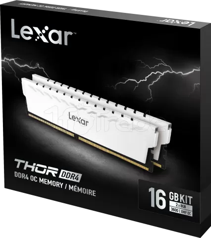 Photo de Kit Barrettes mémoire 16Go (2x8Go) DIMM DDR4 Lexar Thor  3600Mhz (Blanc)