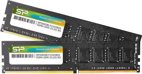 Photo de Kit Barrettes mémoire 16Go (2x8Go) DIMM DDR4 Silicon Power 3200Mhz CL22 (Noir)