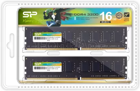 Photo de Kit Barrettes mémoire 16Go (2x8Go) DIMM DDR4 Silicon Power 3200Mhz CL22 (Noir)