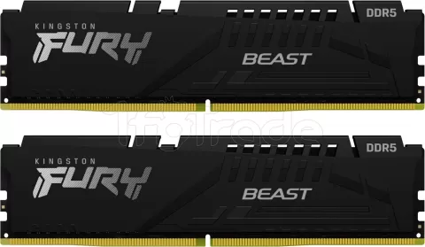 Photo de Kit Barrettes mémoire 16Go (2x8Go) DIMM DDR5 Kingston Fury Beast 5200MHz (Noir)