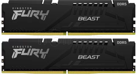 Photo de Kit Barrettes mémoire 16Go (2x8Go) DIMM DDR5 Kingston Fury Beast 5600MHz CL36 (Noir)