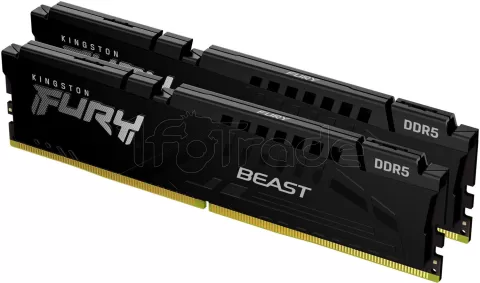 Photo de Kit Barrettes mémoire 16Go (2x8Go) DIMM DDR5 Kingston Fury Beast 6000MHz (Noir)