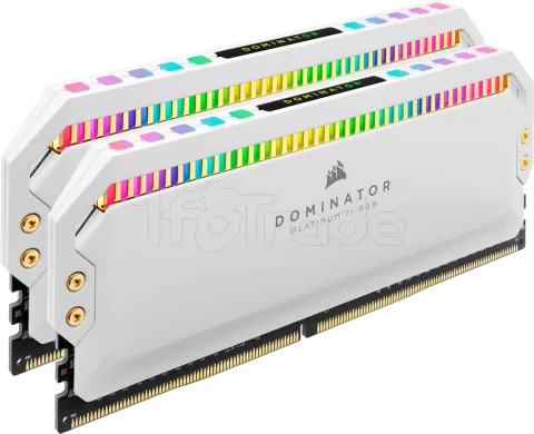 Photo de Kit Barrettes mémoire 32Go (2x16Go) DIMM DDR4 Corsair Dominator Platinum RGB  3200Mhz (Blanc)