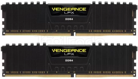 Photo de Kit Barrettes mémoire 32Go (2x16Go) DIMM DDR4 Corsair Vengeance LPX  2666Mhz (Noir)