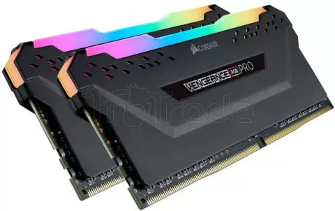 Photo de Kit Barrettes mémoire 32Go (2x16Go) DIMM DDR4 Corsair Vengeance Pro RGB 2666Mhz (Noir)