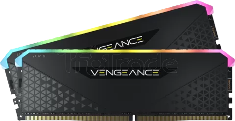 Photo de Kit Barrettes mémoire 32Go (2x16Go) DIMM DDR4 Corsair Vengeance RS RGB  3200Mhz (Noir)