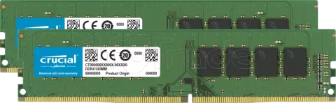 Photo de Kit Barrettes mémoire 32Go (2x16Go) DIMM DDR4 Crucial Classic 3200Mhz (Vert)