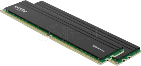 Photo de Kit Barrettes mémoire 32Go (2x16Go) DIMM DDR4 Crucial Pro  3200Mhz (Noir)