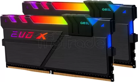 Photo de Kit Barrettes mémoire 32Go (2x16Go) DIMM DDR4 GeIL Evo X II RGB PC4-24000 (3000 Mhz) (Noir)