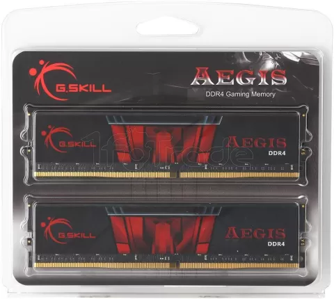 Photo de Kit Barrettes mémoire 32Go (2x16Go) DIMM DDR4 G.Skill Aegis  2400Mhz (Noir et Rouge)