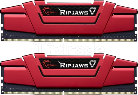 Photo de Kit Barrettes mémoire 32Go (2x16Go) DIMM DDR4 G.Skill RipJaws V  2400Mhz (Rouge)