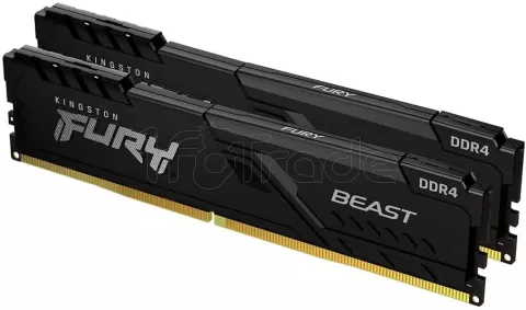 Photo de Kit Barrettes mémoire 32Go (2x16Go) DIMM DDR4 Kingston Fury Beast  3200Mhz (Noir)