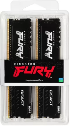 Photo de Kit Barrettes mémoire 32Go (2x16Go) DIMM DDR4 Kingston Fury Beast 3200Mhz (Noir)