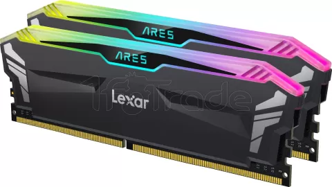 Photo de Kit Barrettes mémoire 32Go (2x16Go) DIMM DDR4 Lexar Ares RGB  3600Mhz (Noir)