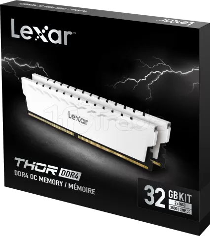 Photo de Kit Barrettes mémoire 32Go (2x16Go) DIMM DDR4 Lexar Thor  3600Mhz (Blanc)