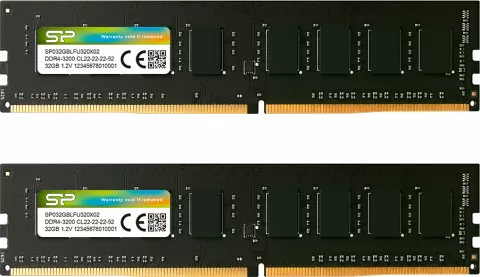 Photo de Kit Barrettes mémoire 32Go (2x16Go) DIMM DDR4 Silicon Power 3200Mhz CL22 (Noir)