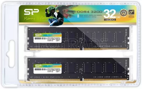 Photo de Kit Barrettes mémoire 32Go (2x16Go) DIMM DDR4 Silicon Power 3200Mhz CL22 (Noir)