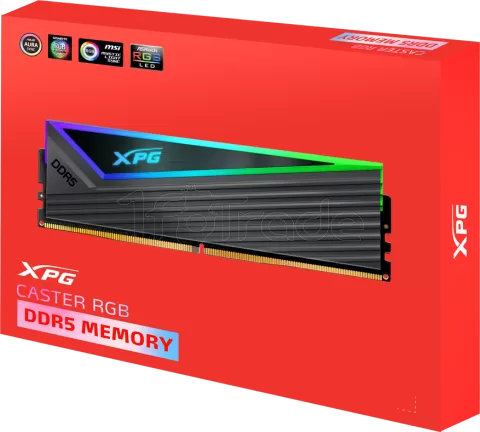 Photo de Kit Barrettes mémoire 32Go (2x16Go) DIMM DDR5 Adata XPG Caster 6400MHz (Gris)