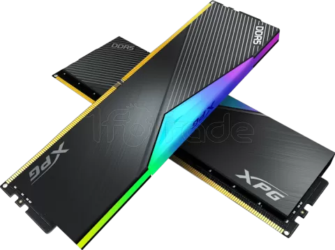 Photo de Kit Barrettes mémoire 32Go (2x16Go) DIMM DDR5 Adata XPG Lancer RGB  5200MHz (Noir)